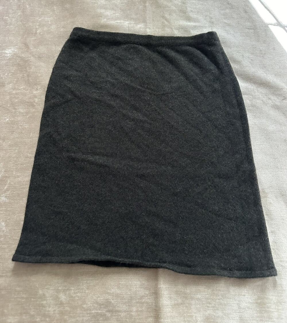 Oscar de la Renta Cashmere Skirt Sz S,M Dark Gray Knee Length Pencil Italy
